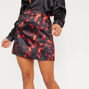 PrettyLittleThing Tortoise Print Satin Mini Skirt